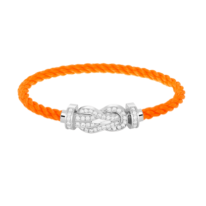 [AM]LARGE 8-FIGURE BUCKLE FULL DIAMOND BRACELET -WHITE GOLD