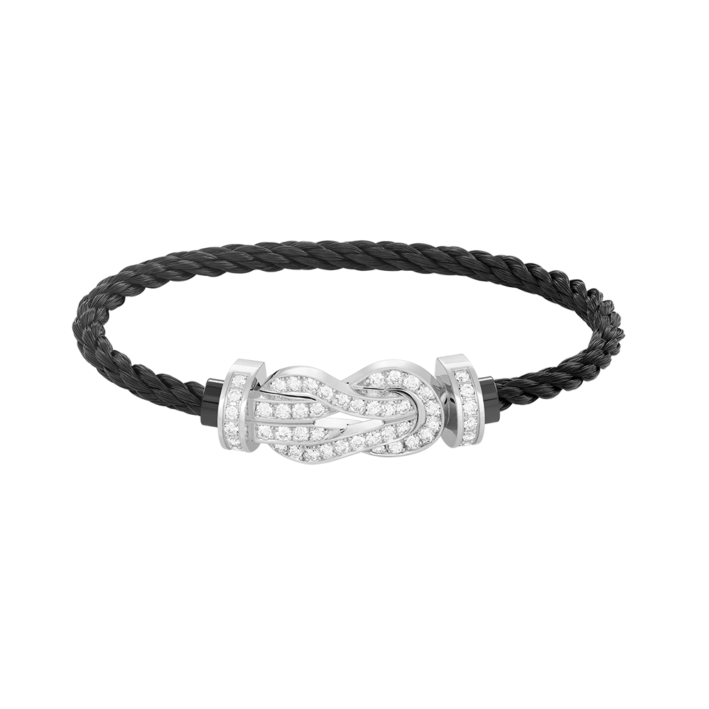 [AM]LARGE 8-FIGURE BUCKLE FULL DIAMOND BRACELET -WHITE GOLD