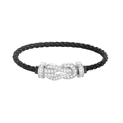 [AM]LARGE 8-FIGURE BUCKLE FULL DIAMOND BRACELET -WHITE GOLD