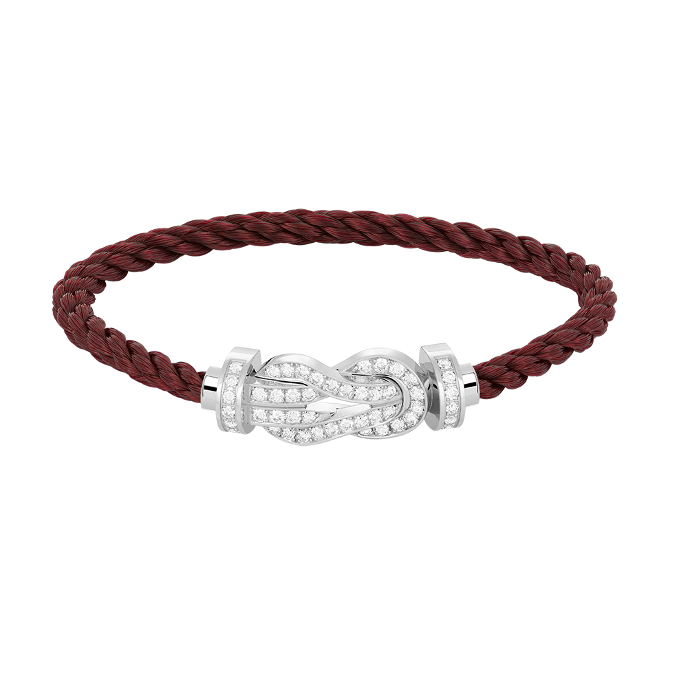 [AM]LARGE 8-FIGURE BUCKLE FULL DIAMOND BRACELET -WHITE GOLD