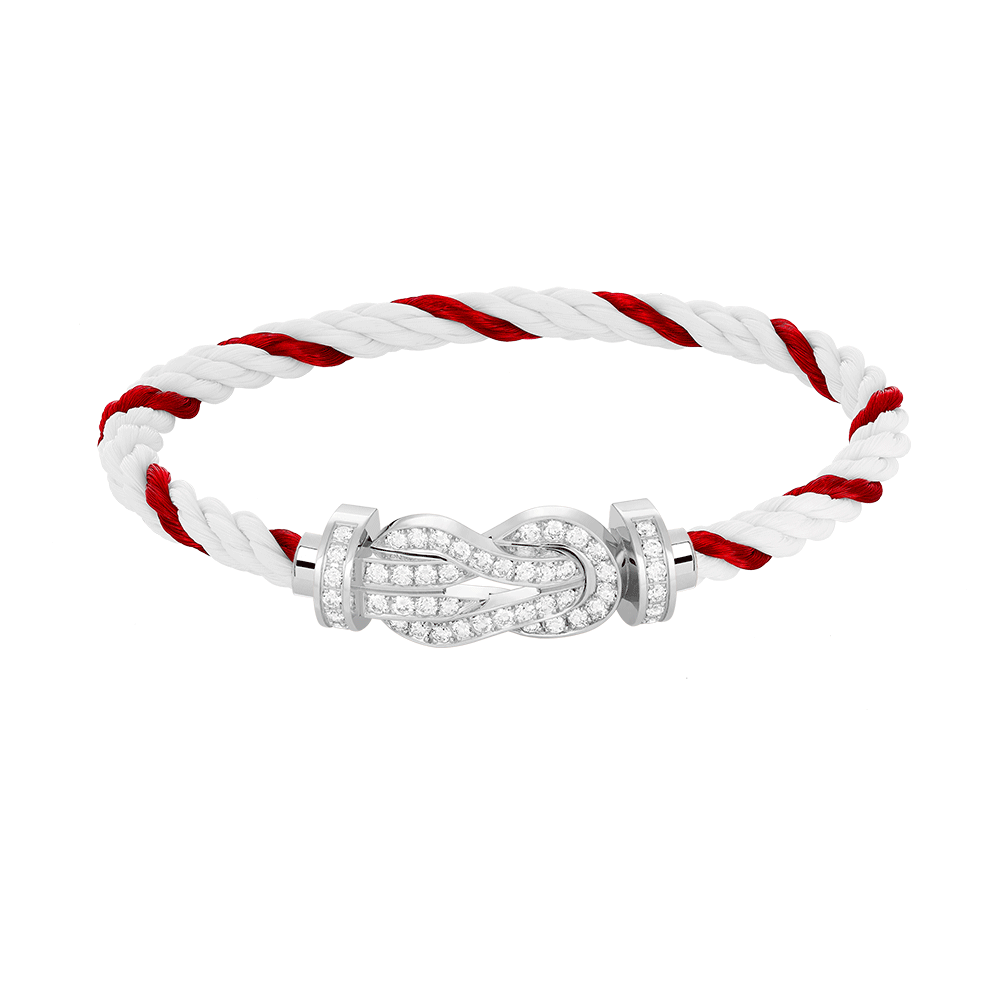 [AM]LARGE 8-FIGURE BUCKLE FULL DIAMOND BRACELET -WHITE GOLD
