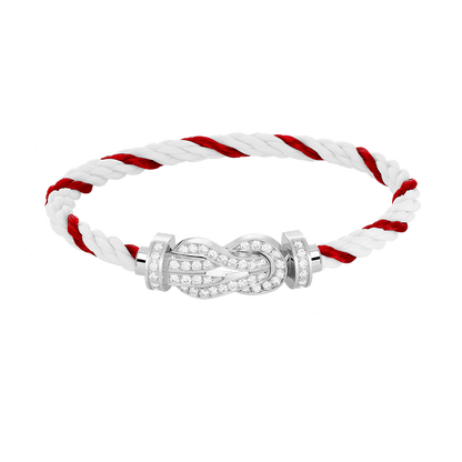 [AM]LARGE 8-FIGURE BUCKLE FULL DIAMOND BRACELET -WHITE GOLD