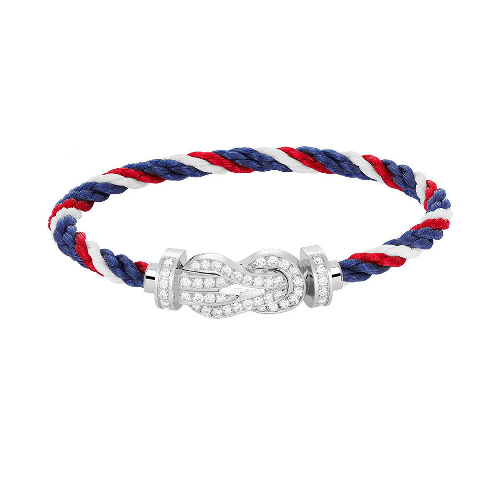 [AM]LARGE 8-FIGURE BUCKLE FULL DIAMOND BRACELET -WHITE GOLD