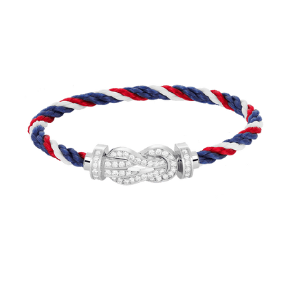 [AM]LARGE 8-FIGURE BUCKLE FULL DIAMOND BRACELET -WHITE GOLD