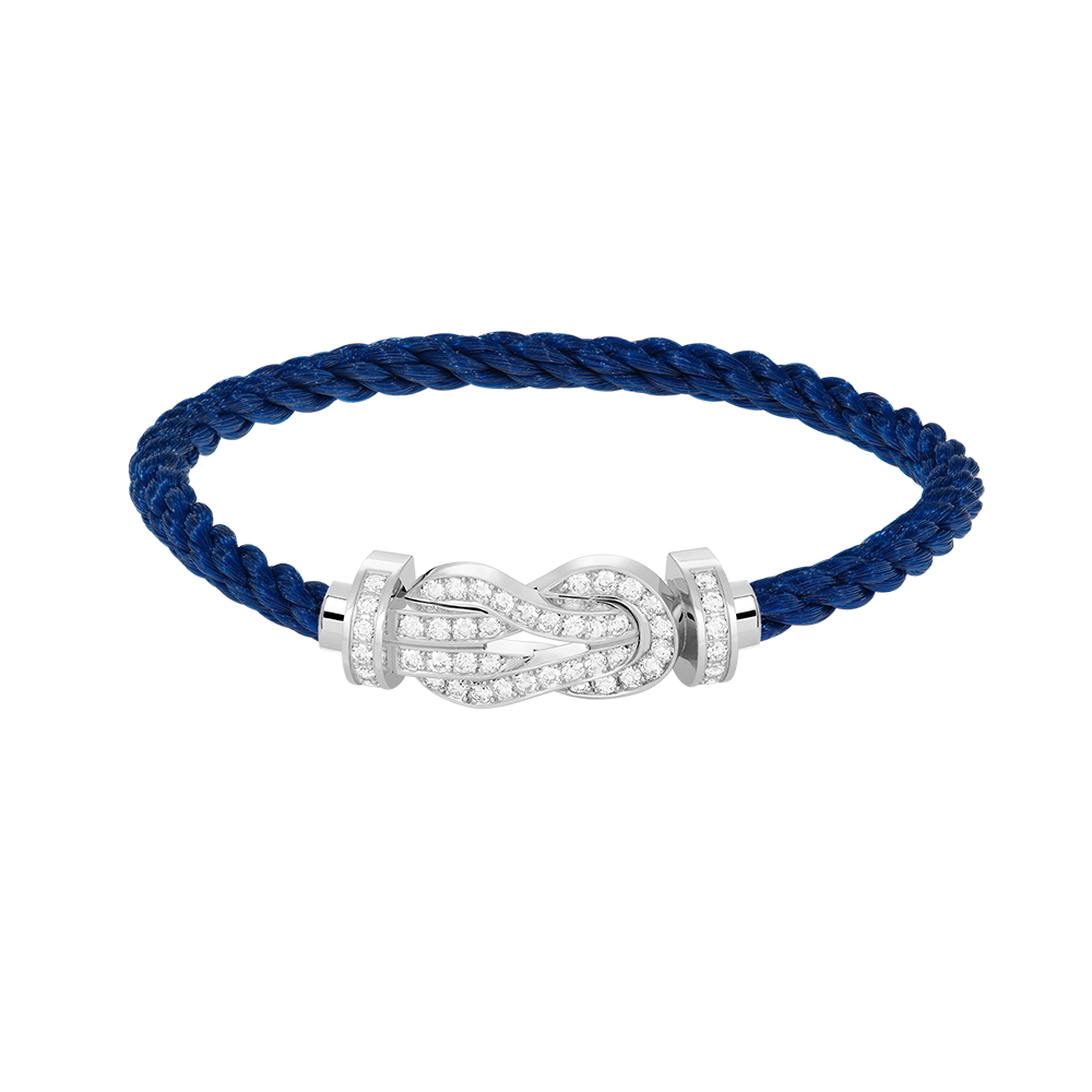 [AM]LARGE 8-FIGURE BUCKLE FULL DIAMOND BRACELET -WHITE GOLD