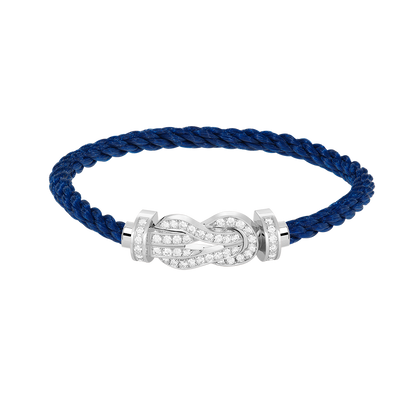 [AM]LARGE 8-FIGURE BUCKLE FULL DIAMOND BRACELET -WHITE GOLD