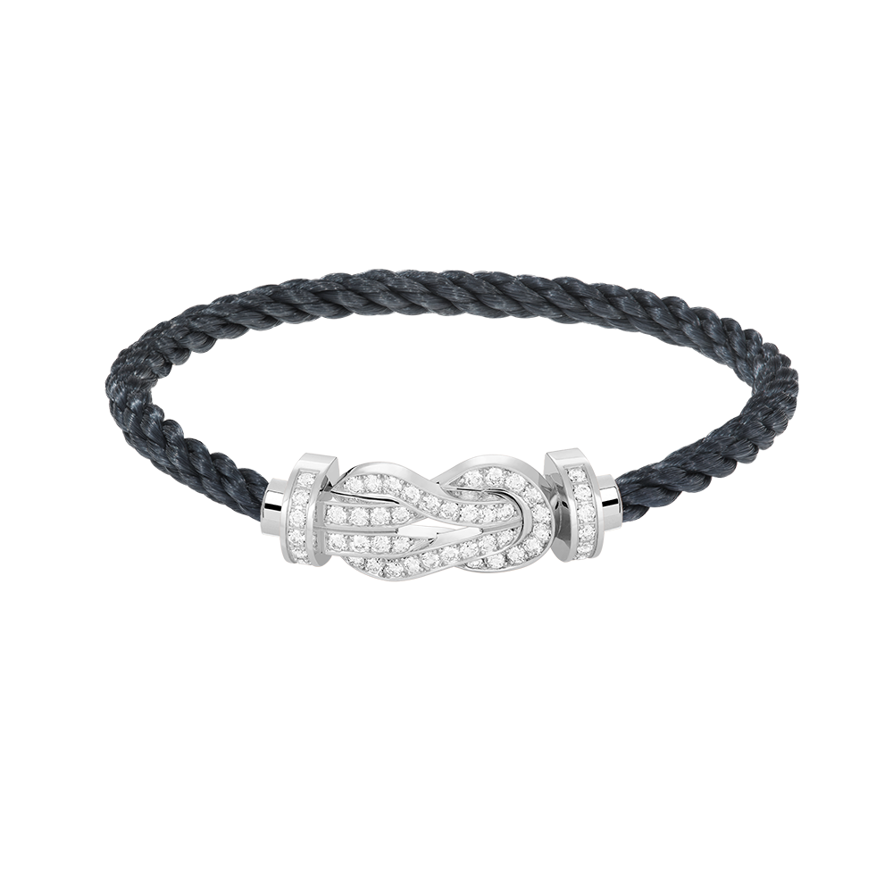 [AM]LARGE 8-FIGURE BUCKLE FULL DIAMOND BRACELET -WHITE GOLD