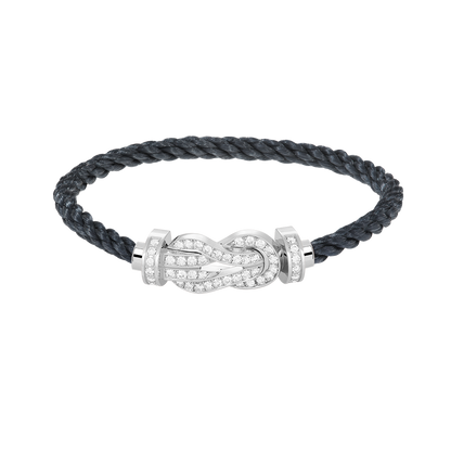 [AM]LARGE 8-FIGURE BUCKLE FULL DIAMOND BRACELET -WHITE GOLD