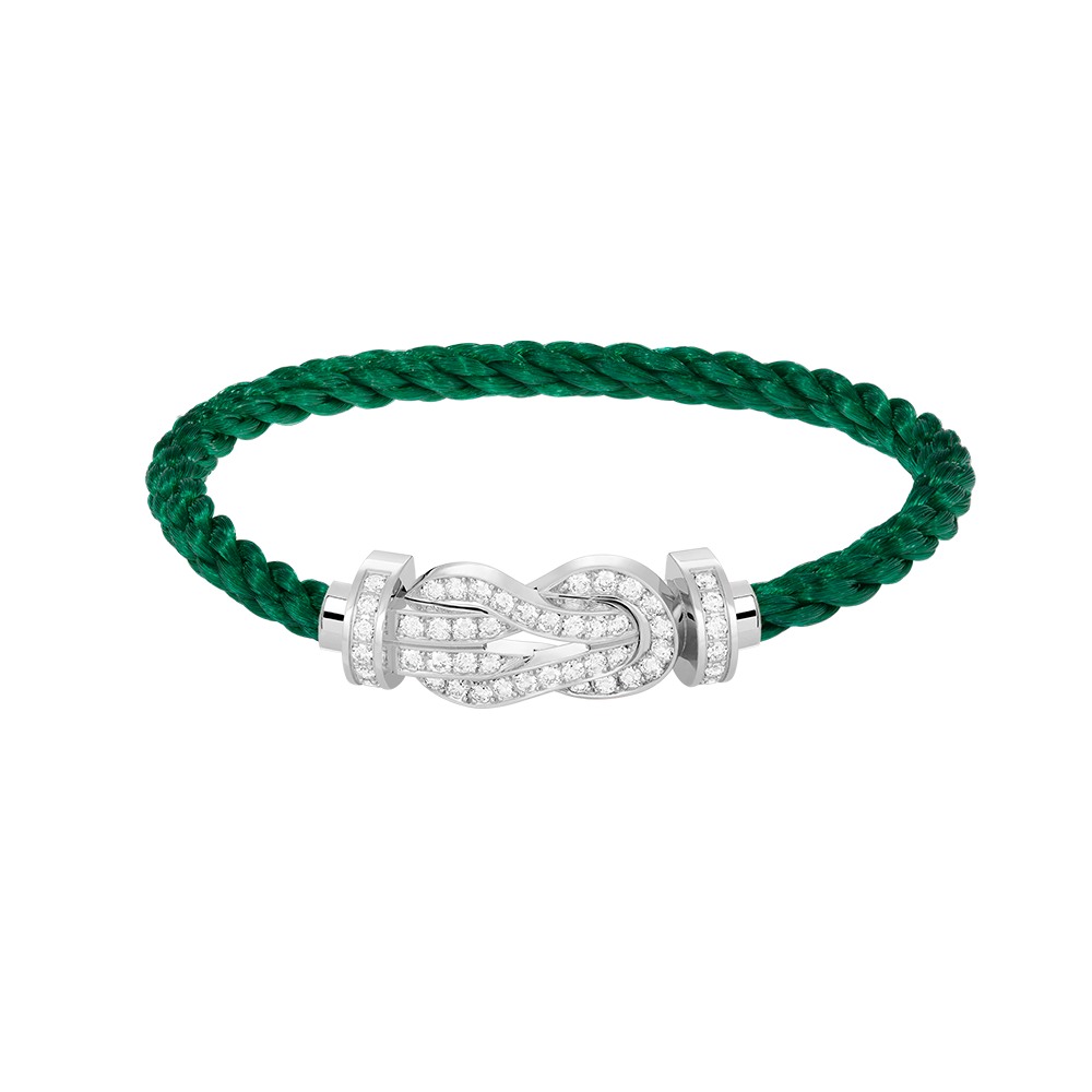[AM]LARGE 8-FIGURE BUCKLE FULL DIAMOND BRACELET -WHITE GOLD