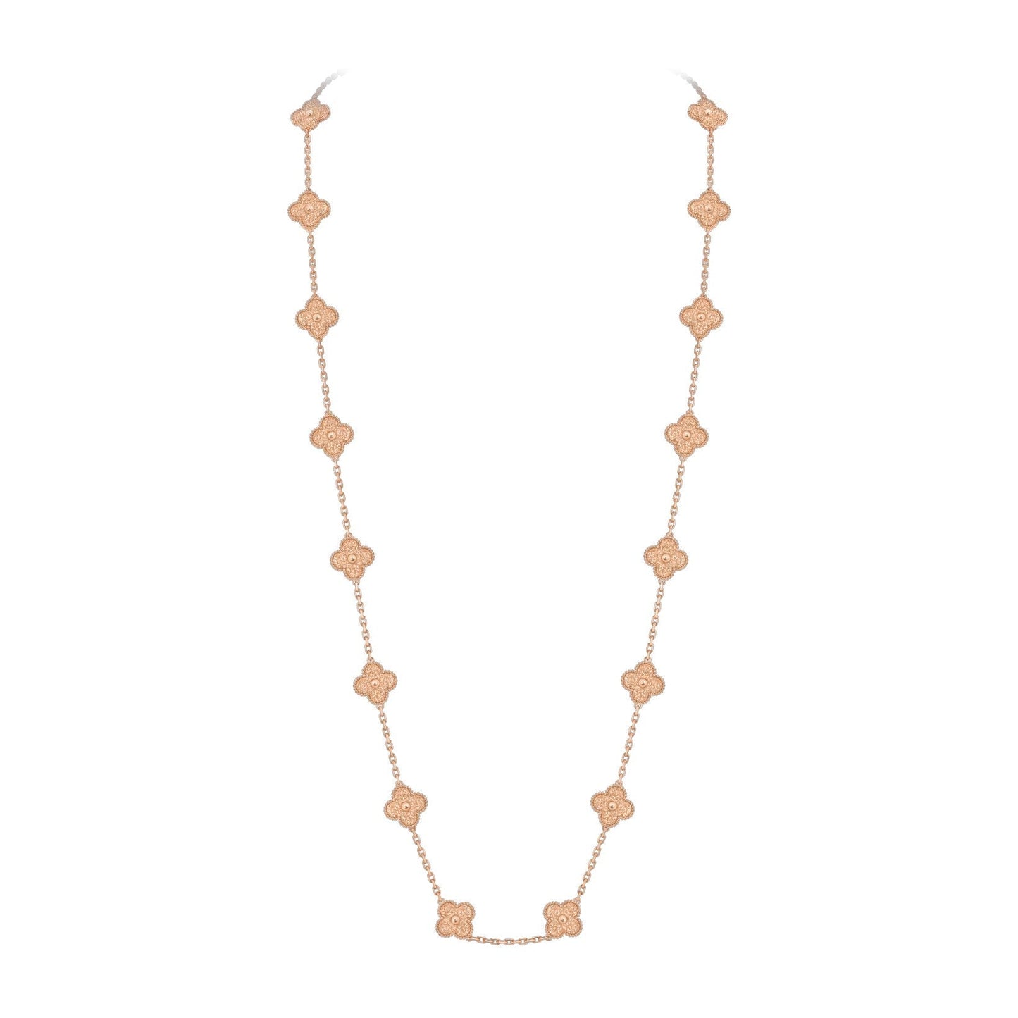 [AM]CLASSIC 20-MOTIF LUCKY CLOVER LONG NECKLACE ROSE GOLD COLLECTION