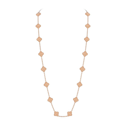 [AM]CLASSIC 20-MOTIF LUCKY CLOVER LONG NECKLACE ROSE GOLD COLLECTION