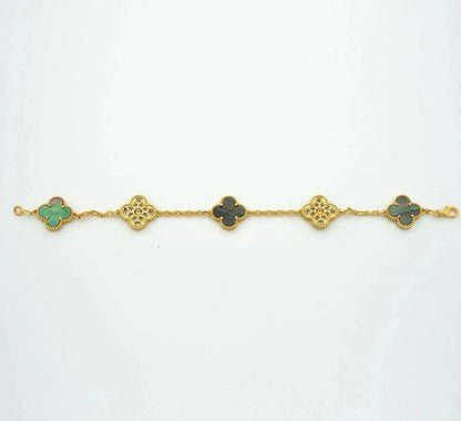 [AM]LUCKY CLOVER 5-MOTIF BRACELET - GREY MOTHER-OF-PEARL COLLECTION