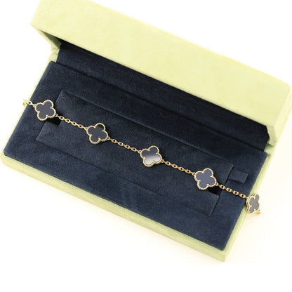 [AM]LUCKY CLOVER 5-MOTIF BRACELET - BLACK OXNY COLLECTION
