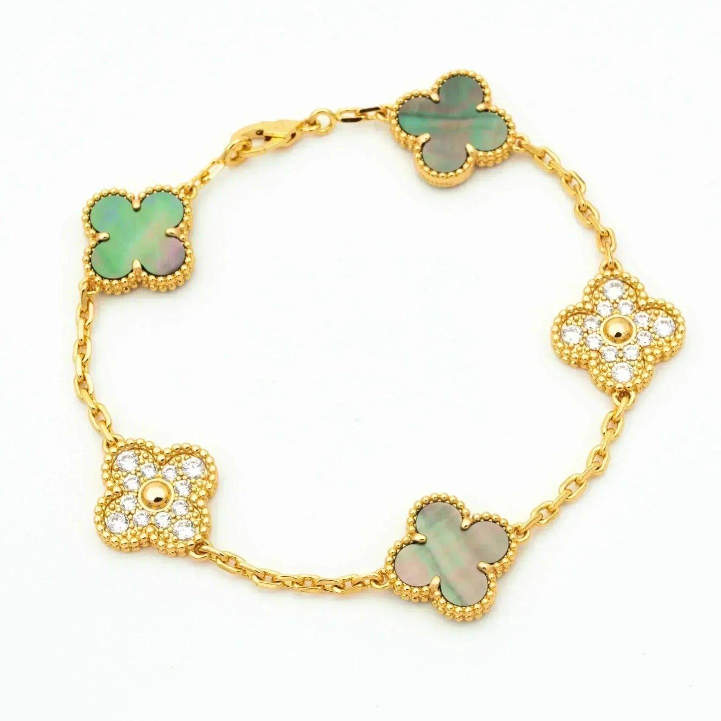 [AM]LUCKY CLOVER 5-MOTIF BRACELET - GREY MOTHER-OF-PEARL COLLECTION
