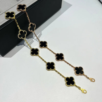 [AM]LUCKY CLOVER 5-MOTIF BRACELET - BLACK OXNY COLLECTION