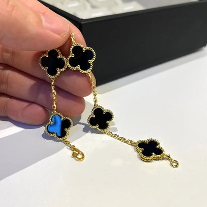[AM]LUCKY CLOVER 5-MOTIF BRACELET - BLACK OXNY COLLECTION