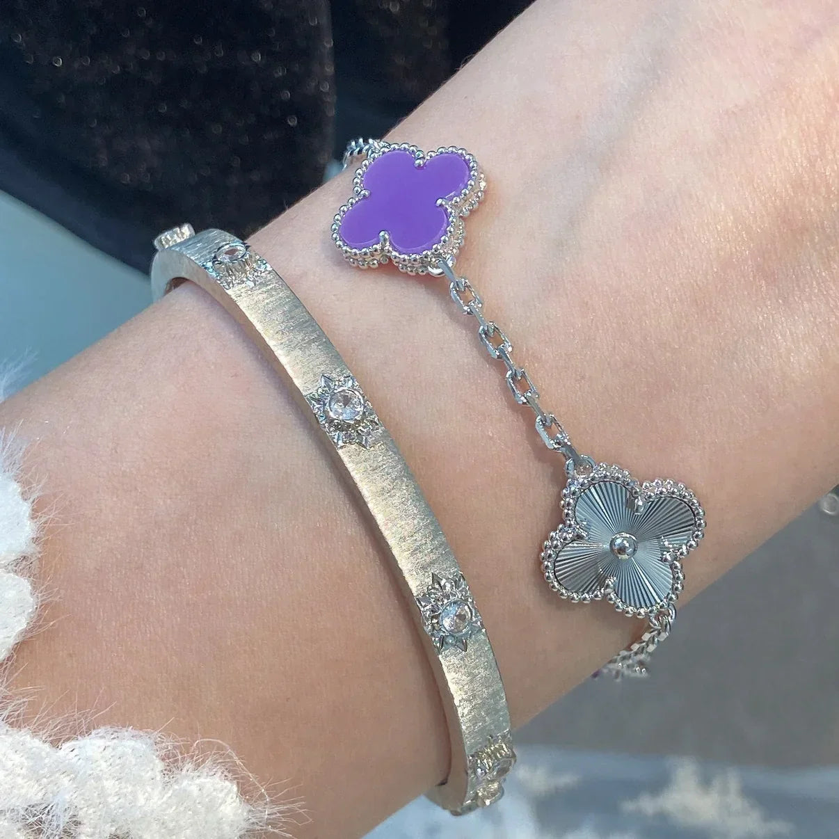 [AM]LUCKY CLOVER 5-MOTIF BRACELET - VIOLET COLLECTION