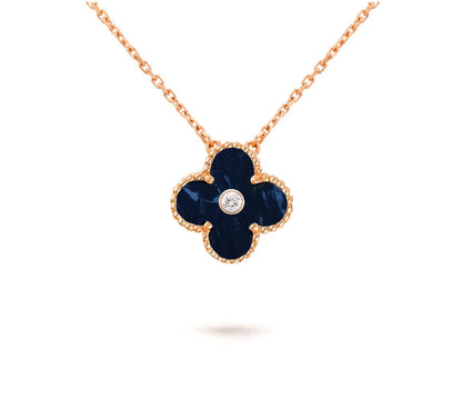 [AM]15MM CLOVER FLOWER DIAMOND PENDANT NECKLACE COLLECTION