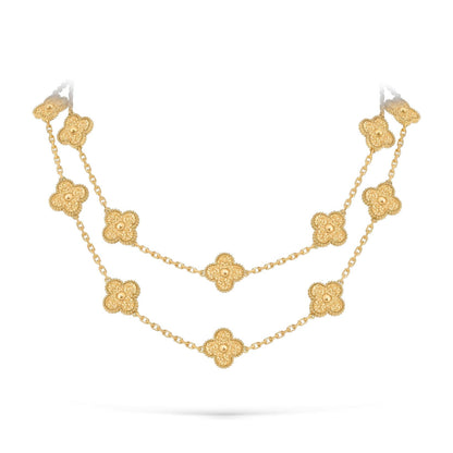 [AM]CLASSIC 20-MOTIF LUCKY CLOVER LONG NECKLACE GOLD COLLECTION