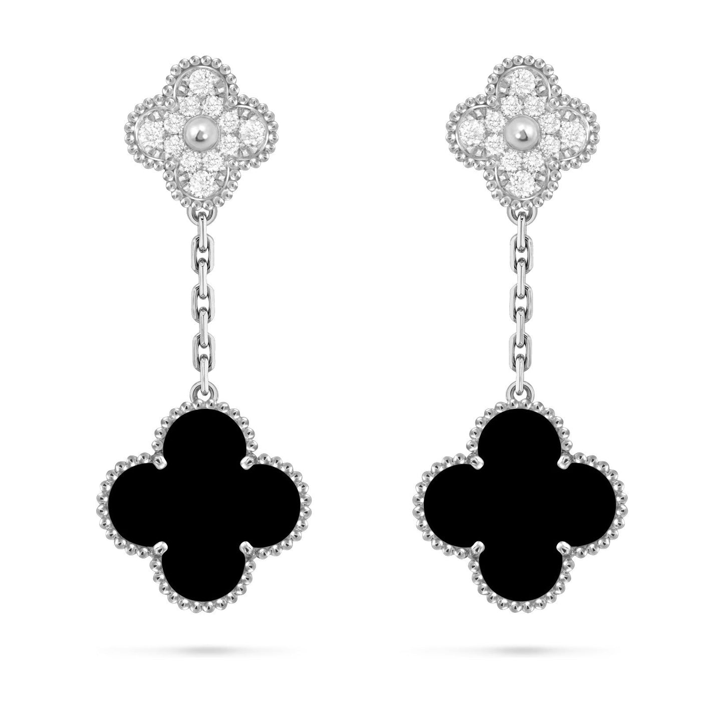 [AM]CLOVER DUAL-MOTIF STATEMENT STUD EARRINGS - DOUBLE-CHARM COLLECTION
