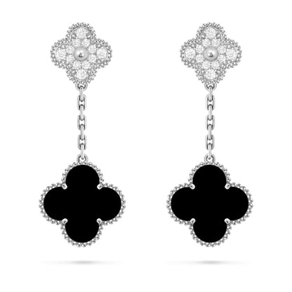 [AM]CLOVER DUAL-MOTIF STATEMENT STUD EARRINGS - DOUBLE-CHARM COLLECTION