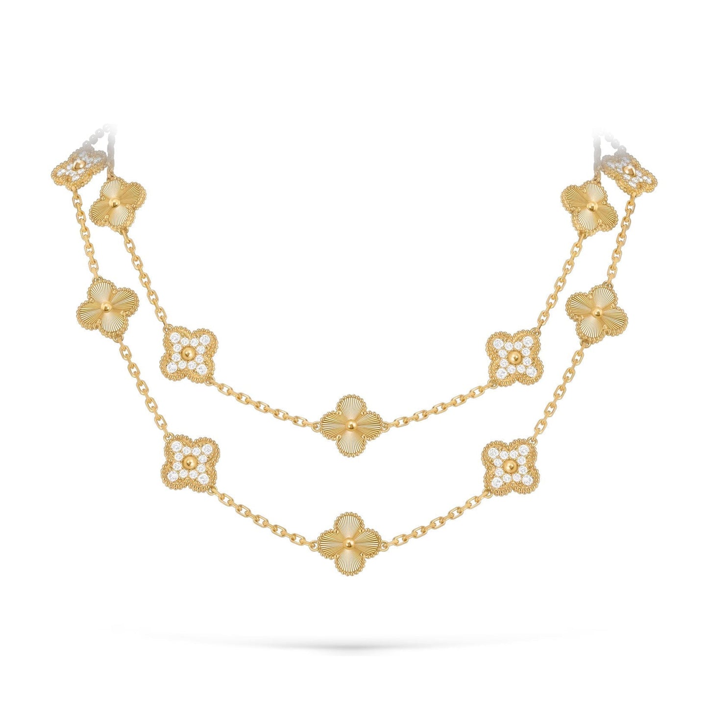 [AM]CLASSIC 20-MOTIF LUCKY CLOVER LONG NECKLACE GOLD COLLECTION