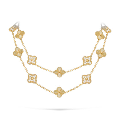[AM]CLASSIC 20-MOTIF LUCKY CLOVER LONG NECKLACE GOLD COLLECTION