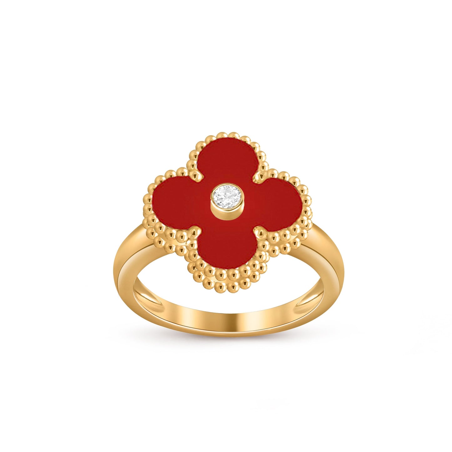 [AM]LUCKY CLOVER DIAMOND-ACCENT GOLD RING COLLECTION