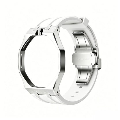 [AM]OAK POP WHITE STEEL SILICONE STRAP
