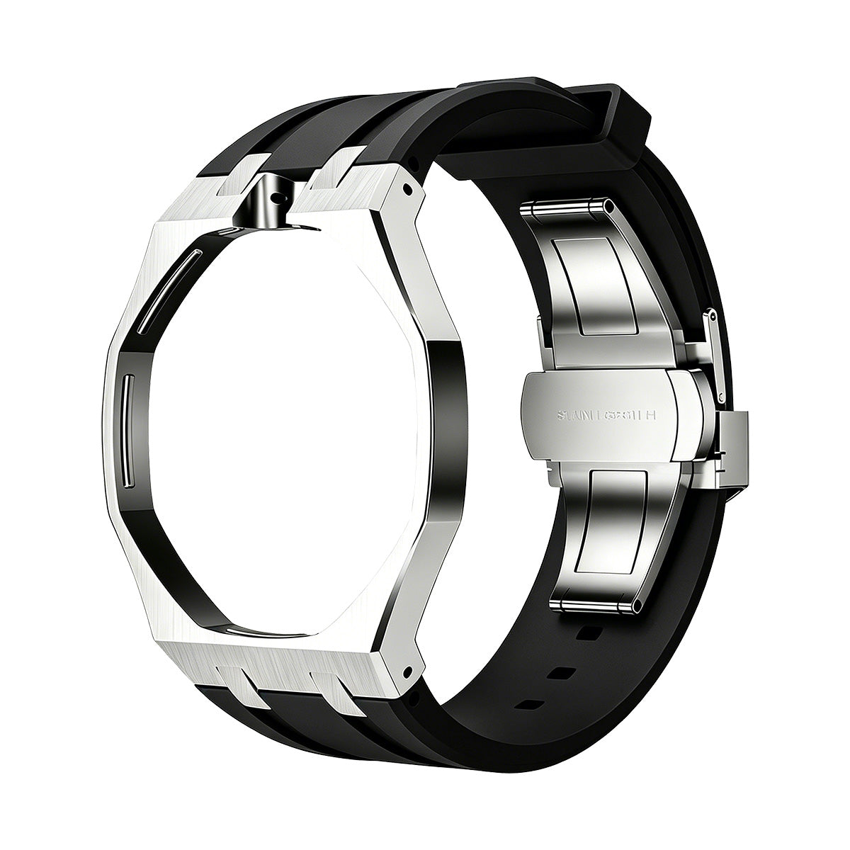 [AM]OAK POP BLACK STEEL SILICONE STRAP