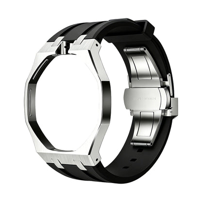 [AM]OAK POP BLACK STEEL SILICONE STRAP