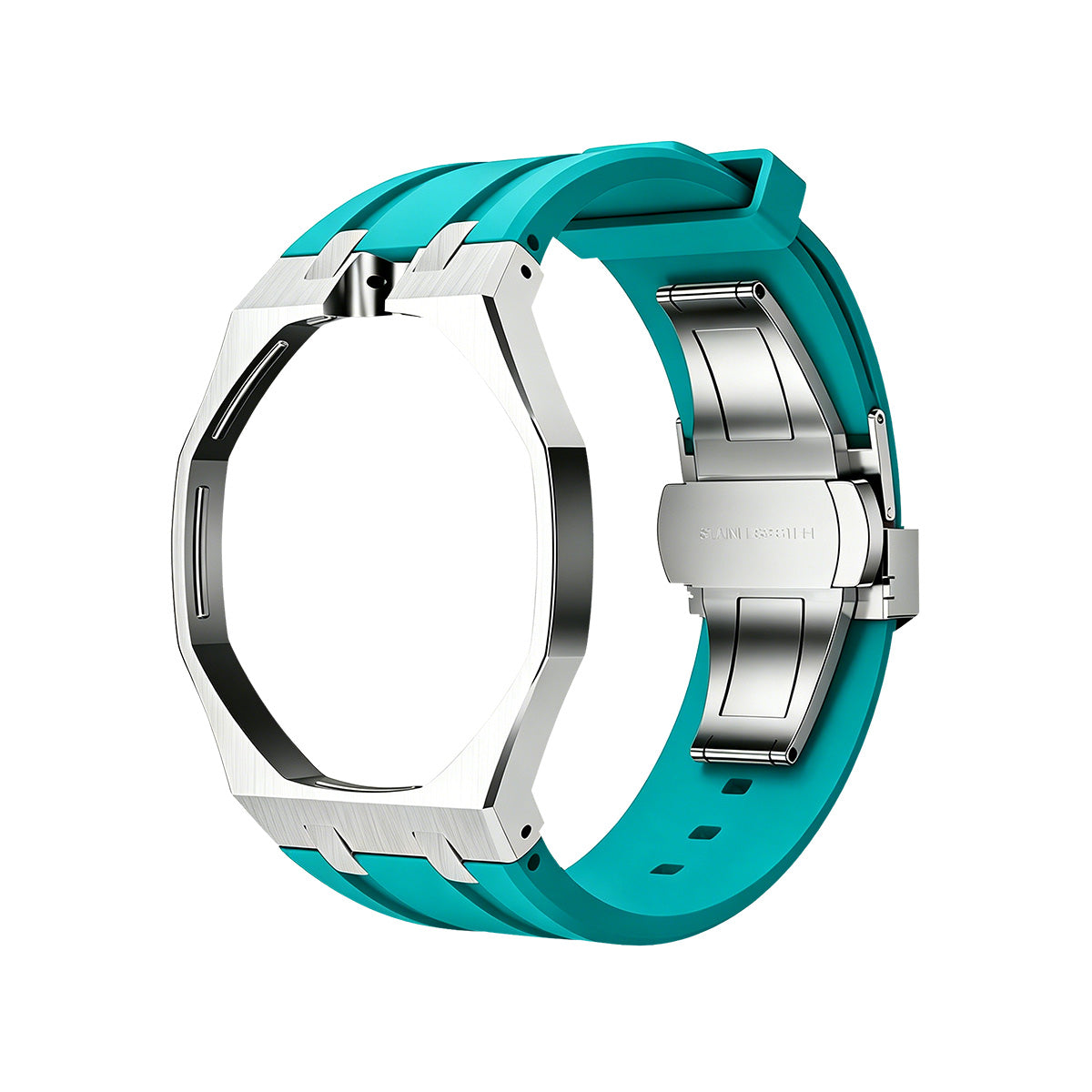 [AM]OAK POP SKY BLUE STEEL SILICONE STRAP