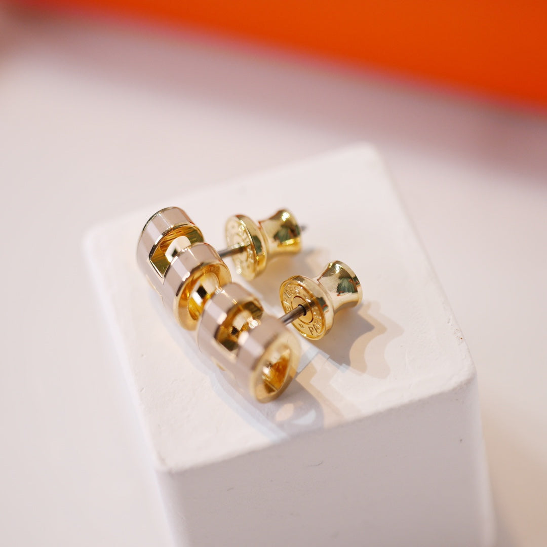 [AM]MINI POP H GOLD EARRINGS GREY