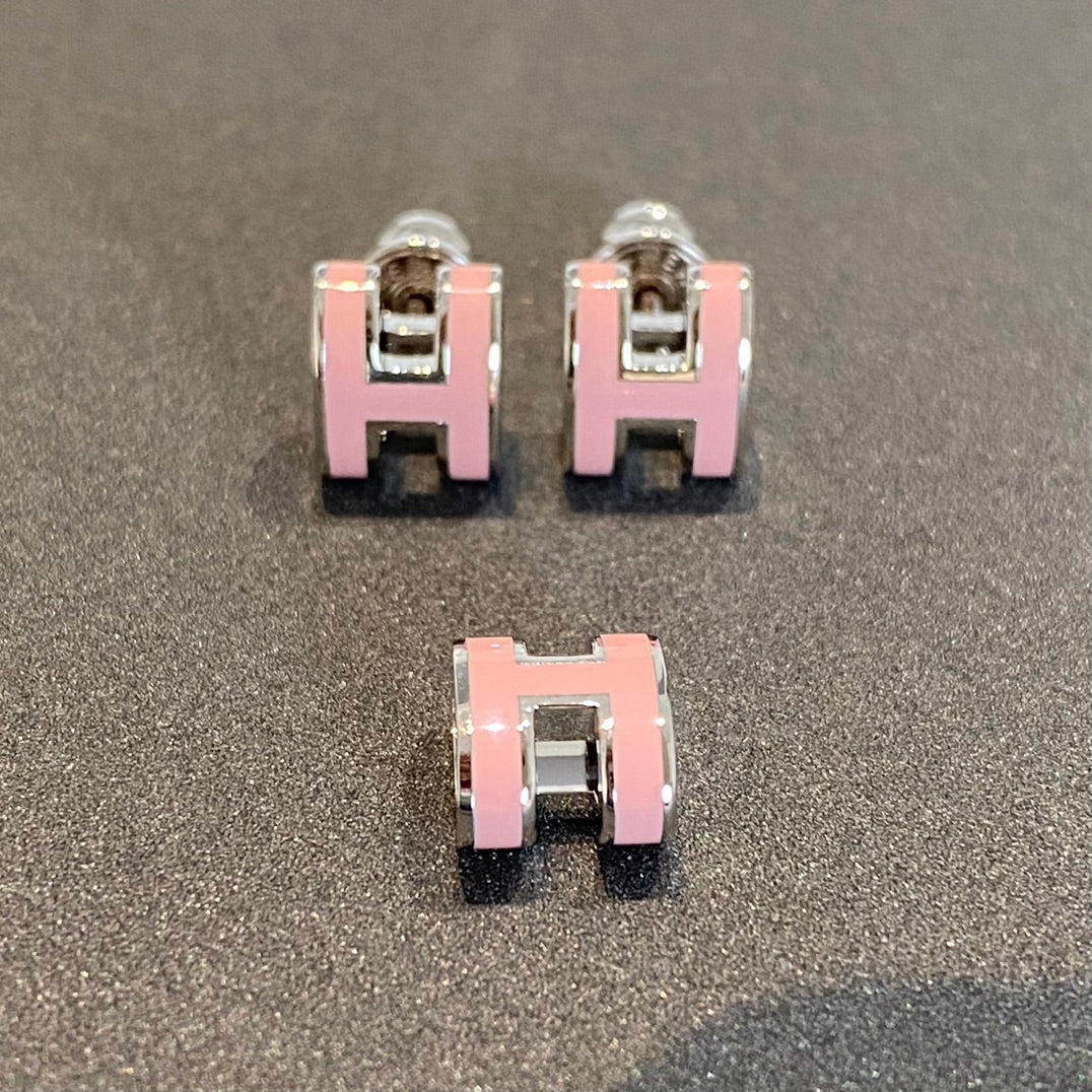 [AM]MINI POP H SILVER EARRINGS PINK