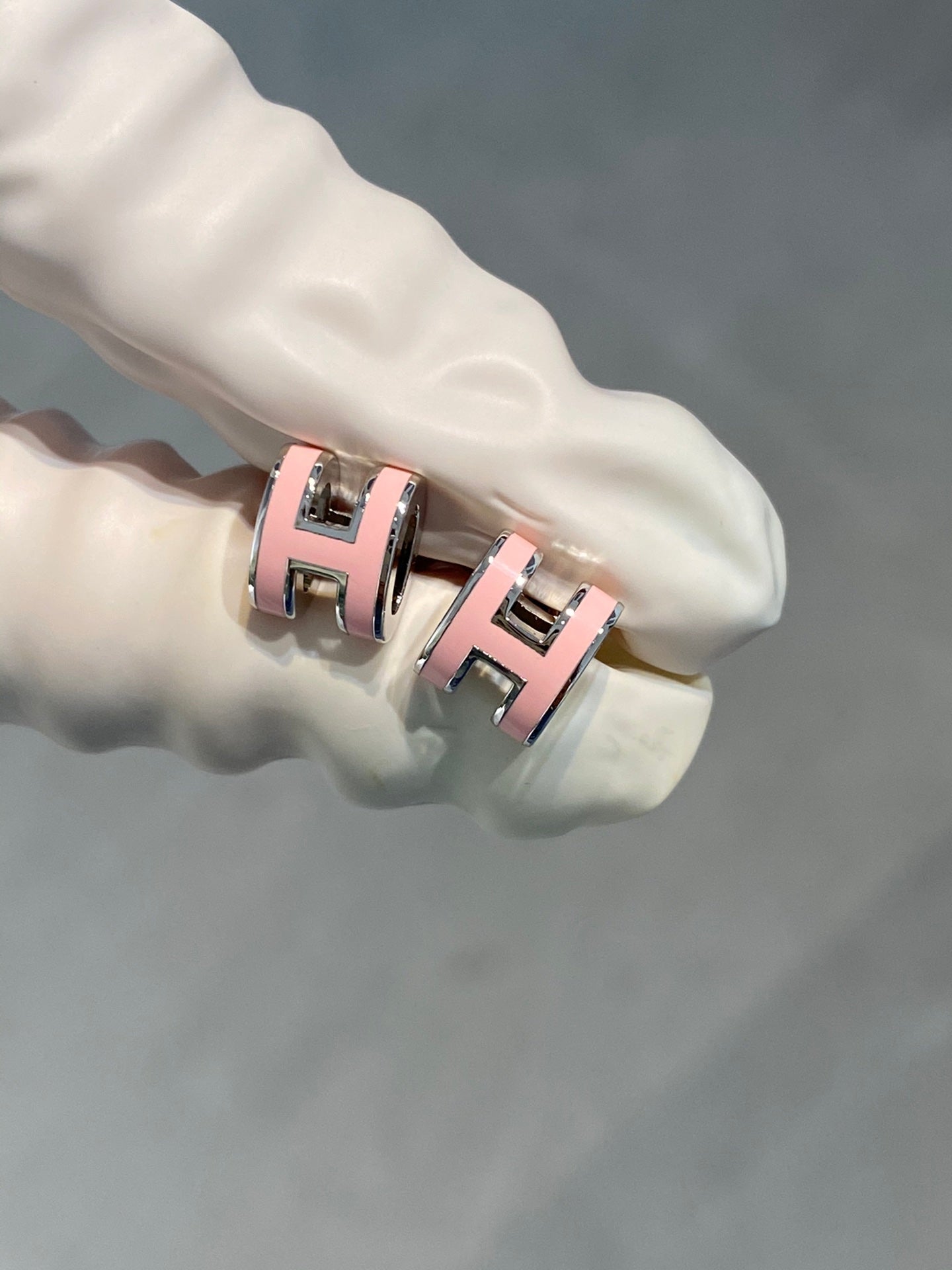 [AM]MINI POP H SILVER EARRINGS PINK