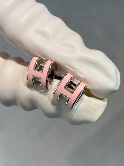 [AM]MINI POP H SILVER EARRINGS PINK