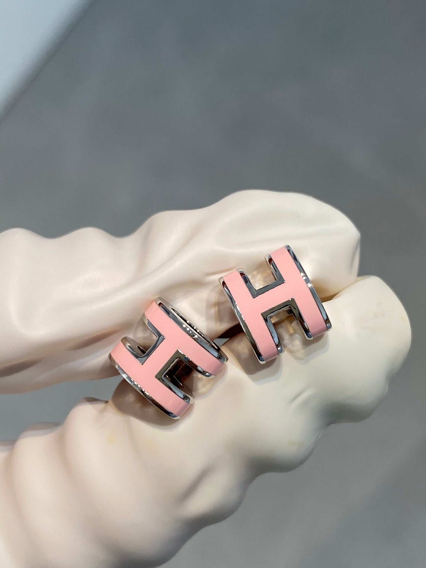 [AM]MINI POP H SILVER EARRINGS PINK