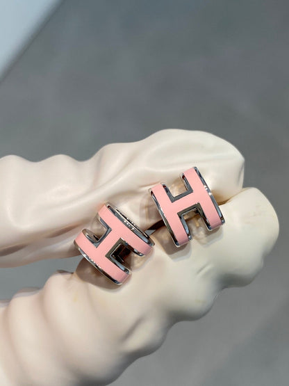 [AM]MINI POP H SILVER EARRINGS PINK