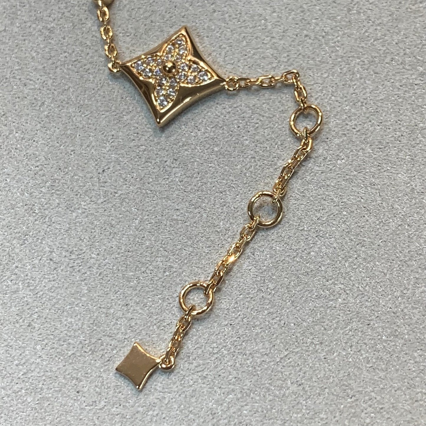 [AM]STAR AND SUN 4 MOTIFS GOLD DIAMONDS BRACELET