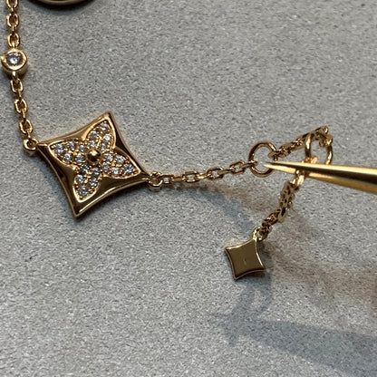 [AM]STAR AND SUN 4 MOTIFS GOLD DIAMONDS BRACELET
