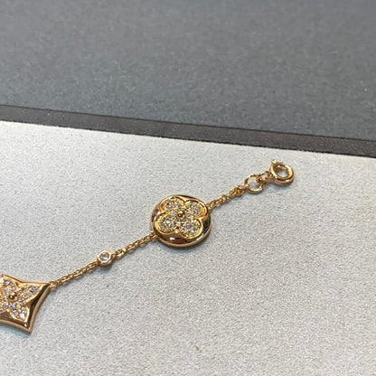 [AM]STAR AND SUN 4 MOTIFS GOLD DIAMONDS BRACELET