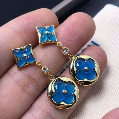 [AM]STAR AND SUN AGATE DIAMOND EARRINGS
