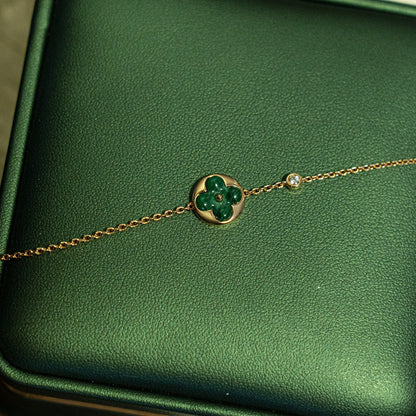 [AM]SUN MALACHITE 1 DIAMOND ROSE GOLD BRACELET