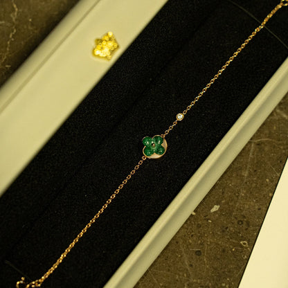 [AM]SUN MALACHITE 1 DIAMOND ROSE GOLD BRACELET