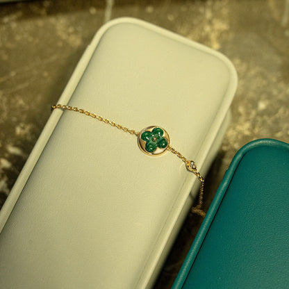 [AM]SUN MALACHITE 1 DIAMOND ROSE GOLD BRACELET
