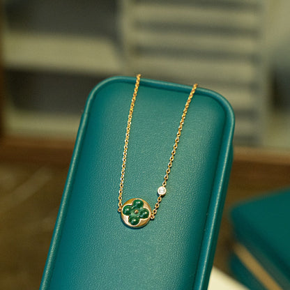 [AM]SUN MALACHITE 1 DIAMOND ROSE GOLD BRACELET