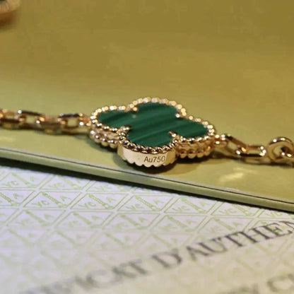 [AM]LUCKY CLOVER 5-MOTIF BRACELET - MALACHITE COLLECTION