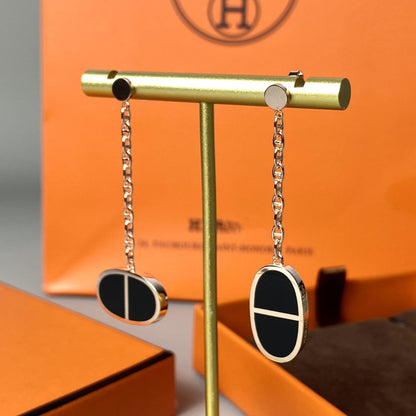 [AM]CHAINE VERSO BLACK CERAMIC EARRINGS