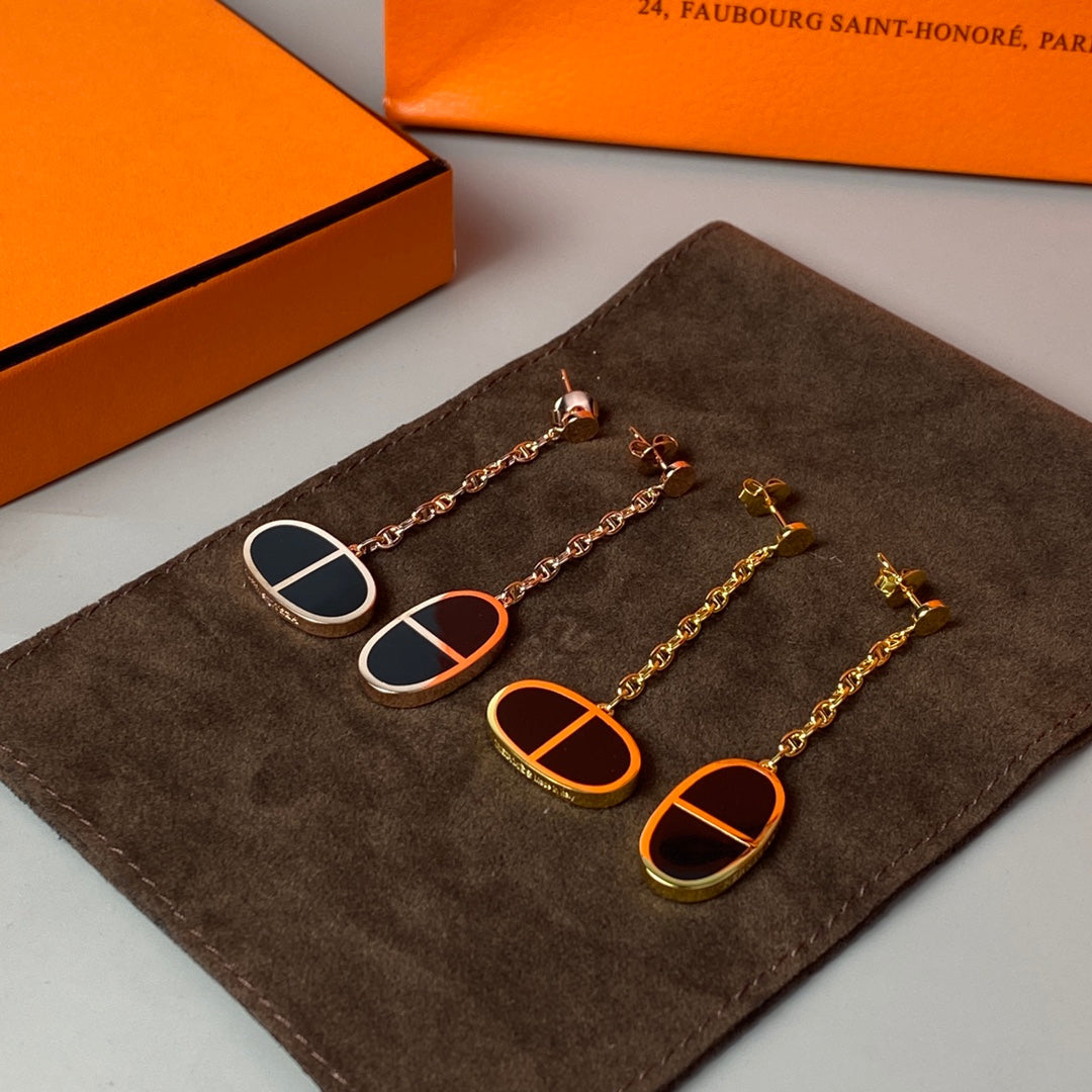 [AM]CHAINE VERSO BLACK CERAMIC EARRINGS