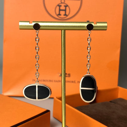 [AM]CHAINE VERSO BLACK CERAMIC EARRINGS